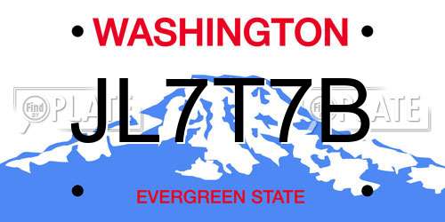 JL7T7B Washington License Plate