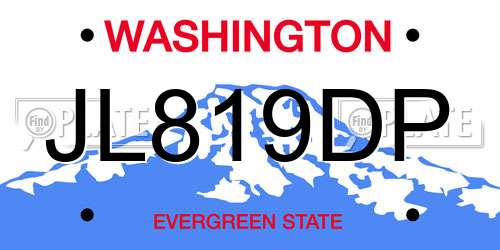 JL819DP Washington License Plate