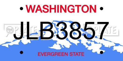 JLB3857 Washington License Plate