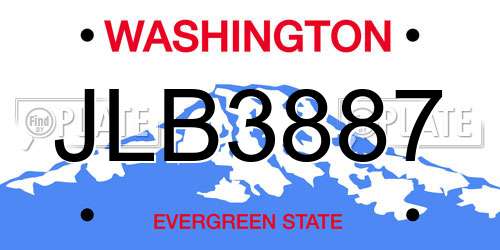 JLB3887 Washington License Plate