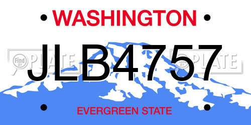JLB4757 Washington License Plate