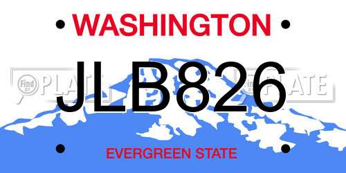 JLB826 Washington License Plate