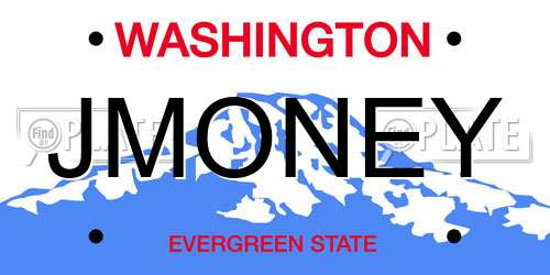JMONEY Washington License Plate
