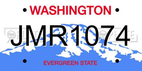 JMR1074 Washington License Plate