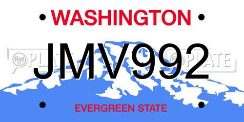 JMV992 Washington License Plate