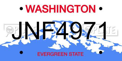 JNF4971 Washington License Plate