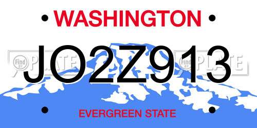 JO2Z913 Washington License Plate