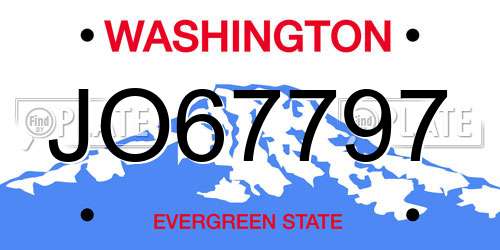 JO67797 Washington License Plate