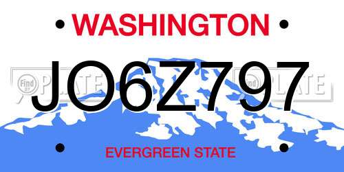 JO6Z797 Washington License Plate