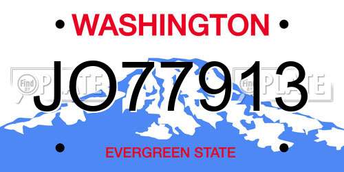 JO77913 Washington License Plate