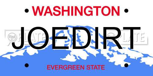 JOEDIRT Washington License Plate