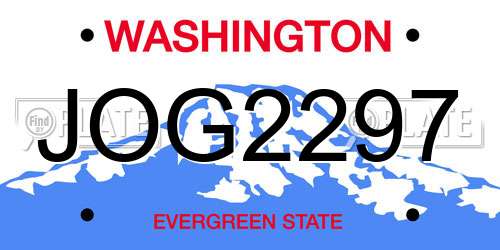 JOG2297 Washington License Plate