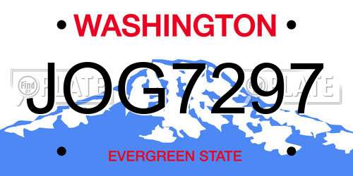 JOG7297 Washington License Plate