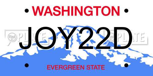 JOY22D Washington License Plate