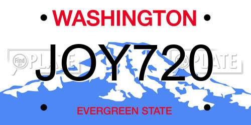 JOY720 Washington License Plate
