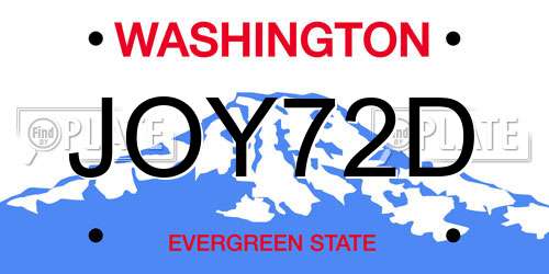 JOY72D Washington License Plate