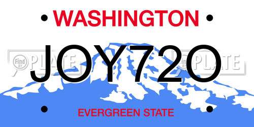 JOY72O Washington License Plate