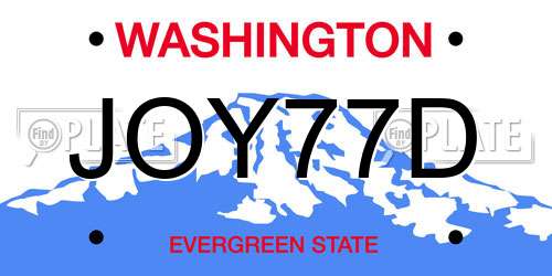 JOY77D Washington License Plate