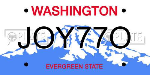 JOY77O Washington License Plate