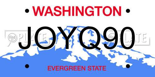 JOYQ90 Washington License Plate