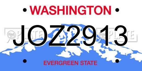 JOZ2913 Washington License Plate
