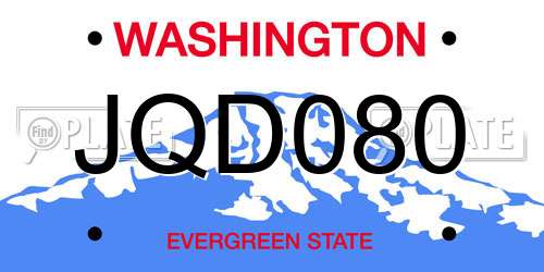 JQD080 Washington License Plate