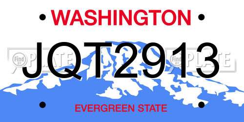 JQT2913 Washington License Plate