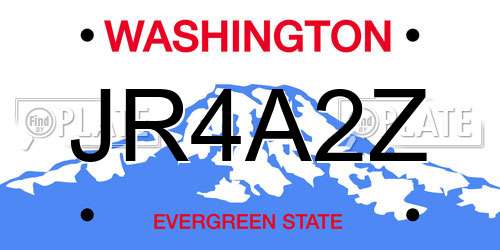 JR4A2Z Washington License Plate