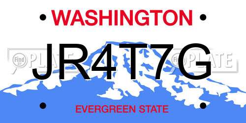 JR4T7G Washington License Plate