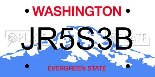 JR5S3B Washington License Plate