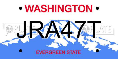 JRA47T Washington License Plate