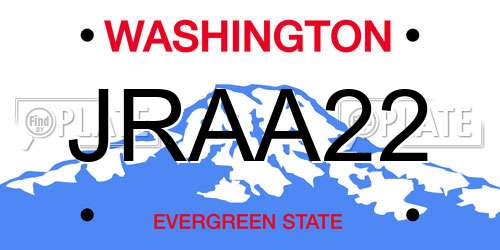 JRAA22 Washington License Plate