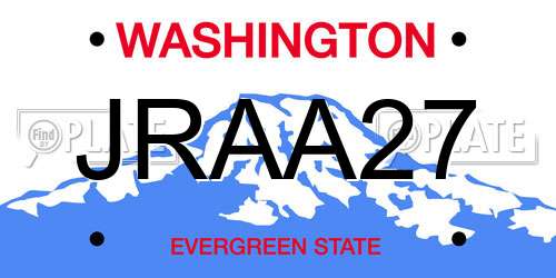 JRAA27 Washington License Plate