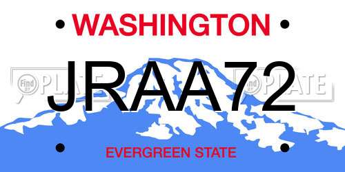 JRAA72 Washington License Plate
