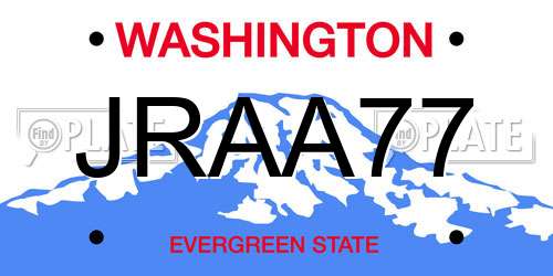 JRAA77 Washington License Plate