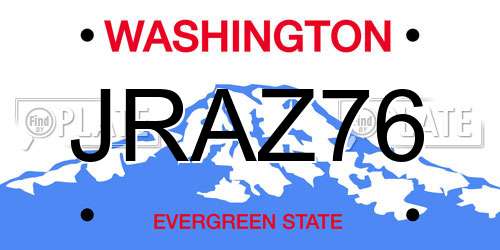 JRAZ76 Washington License Plate