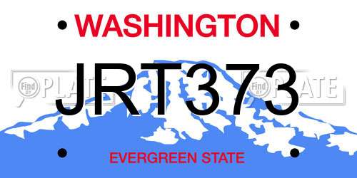 JRT373 Washington License Plate
