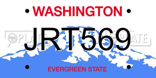 JRT569 Washington License Plate