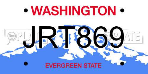 JRT869 Washington License Plate