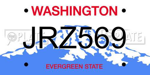 JRZ569 Washington License Plate
