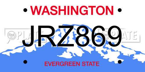 JRZ869 Washington License Plate