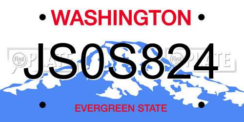 JS0S824 Washington License Plate