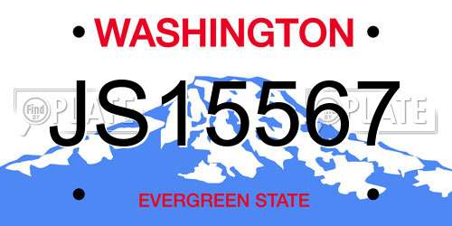 JS15567 Washington License Plate