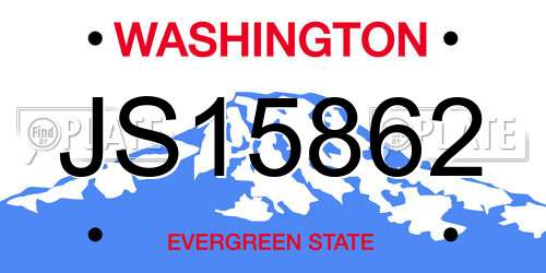 JS15862 Washington License Plate