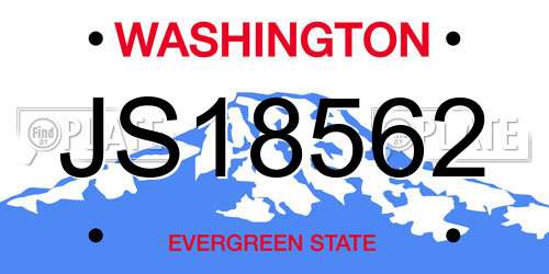 JS18562 Washington License Plate