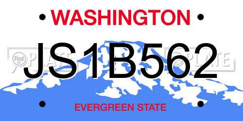 JS1B562 Washington License Plate