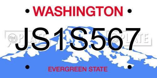 JS1S567 Washington License Plate