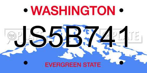 JS5B741 Washington License Plate