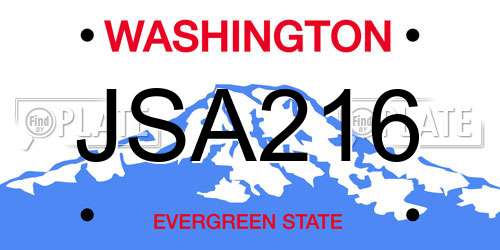 JSA216 Washington License Plate