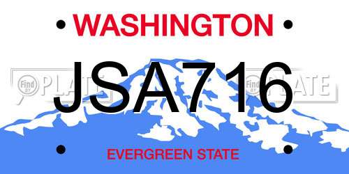 JSA716 Washington License Plate
